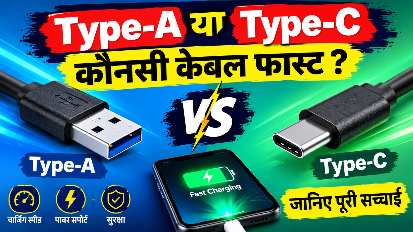 फास्ट चार्जिंग के लिए कौनसी केबल है सही? Type-A और Type-C का फर्क समझें